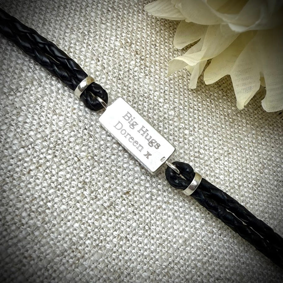Leather Braided Silver Bracelet