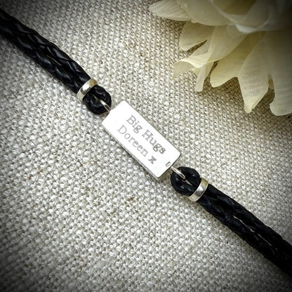 Leather Braided Silver Bracelet