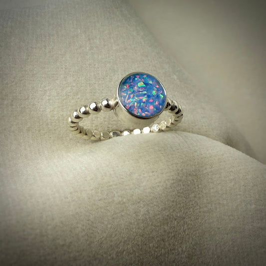 Round Bobble .925 Silver Ring - Size S Only