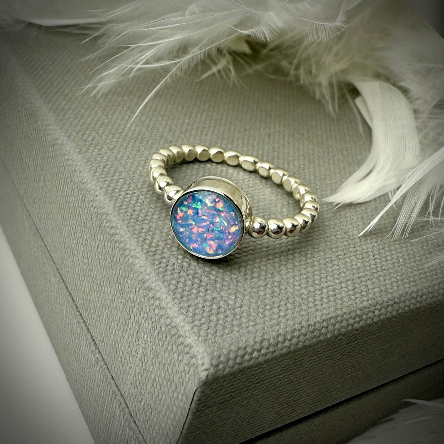 Round Bobble .925 Silver Ring - Size S Only