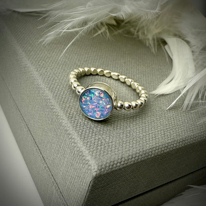 Round Bobble .925 Silver Ring - Size S Only