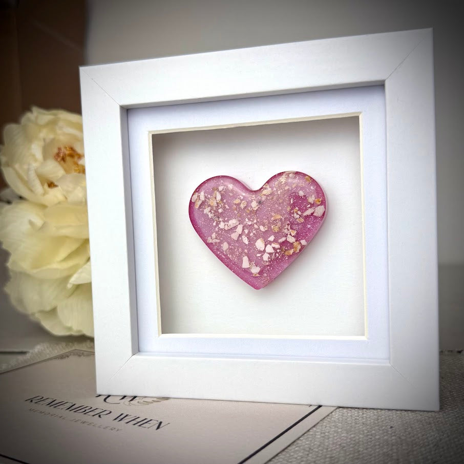 Framed Small Memorial Ashes/Hair Heart