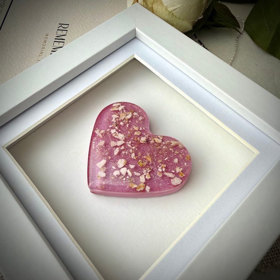 Framed Small Memorial Ashes/Hair Heart