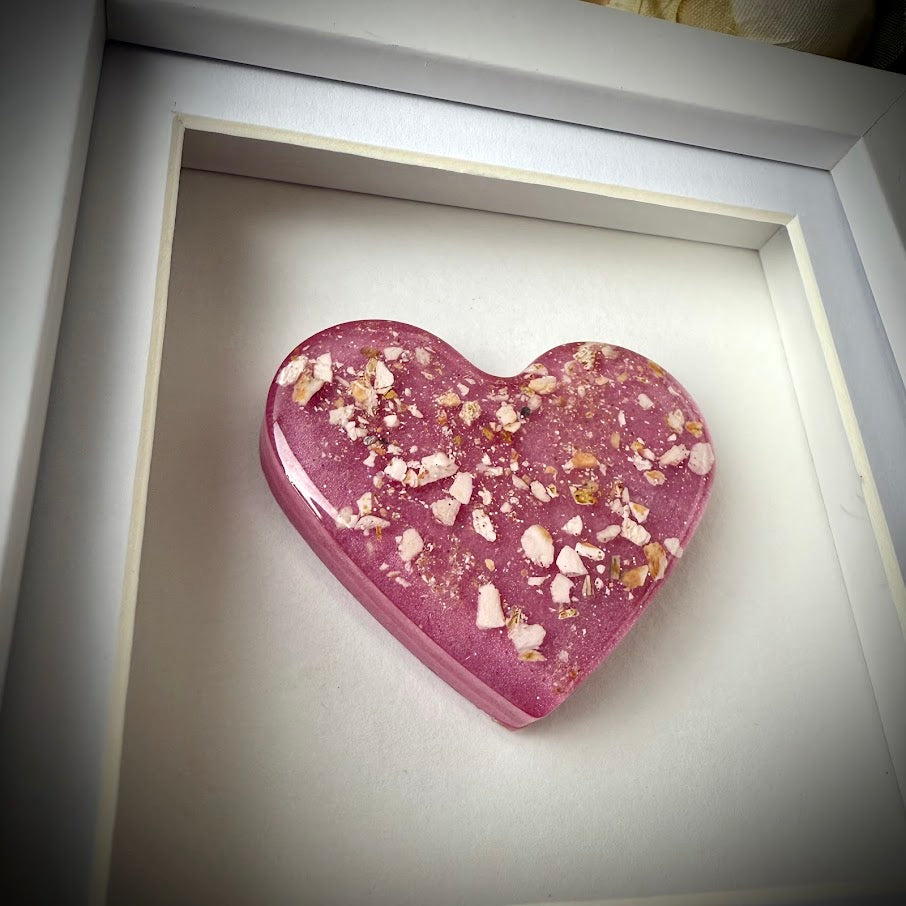 Framed Small Memorial Ashes/Hair Heart