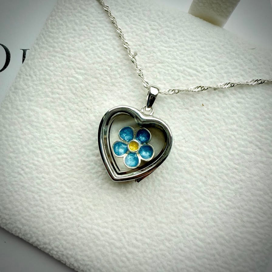 SM Heart glass and .925 Silver locket  & F.M.N Charm