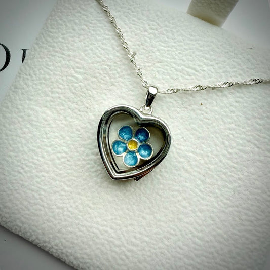 SM Heart glass and .925 Silver locket  & F.M.N Charm
