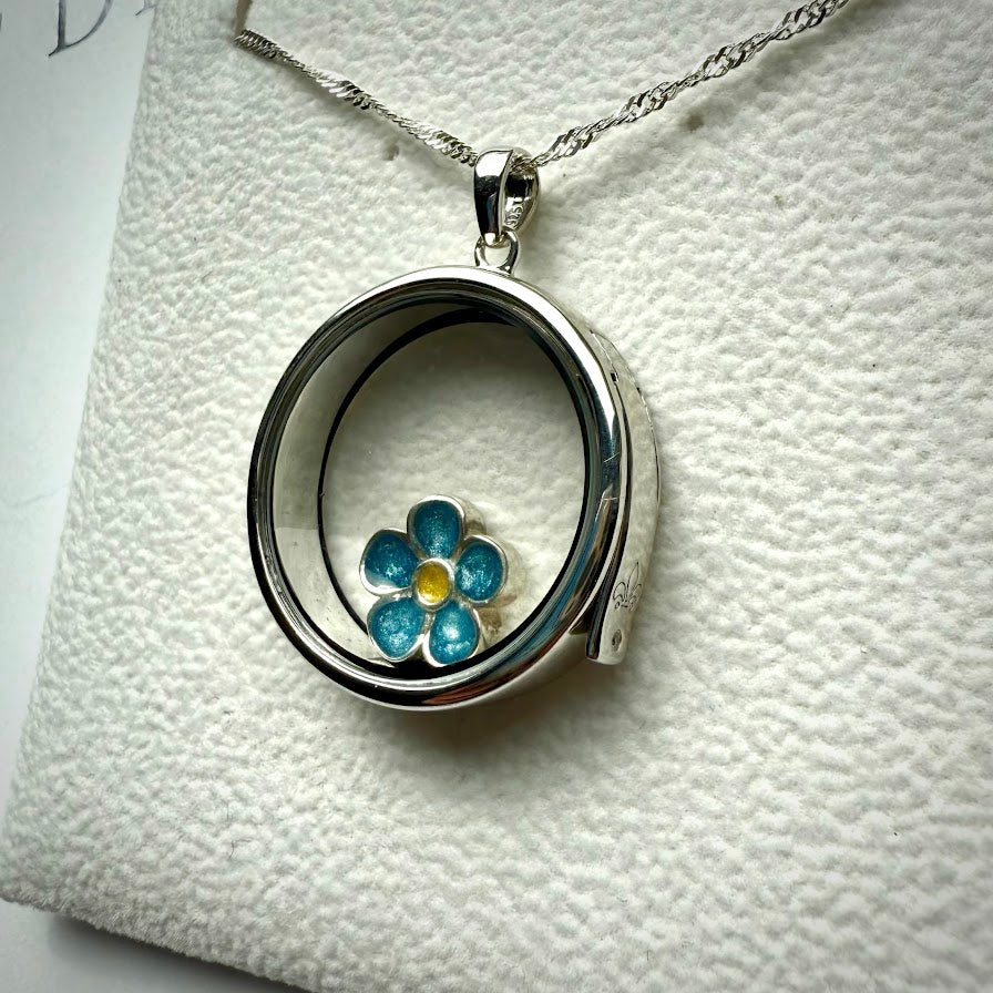 Round glass and .925 Silver locket  & F.M.N Charm