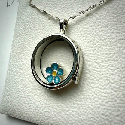Round glass and .925 Silver locket  & F.M.N Charm