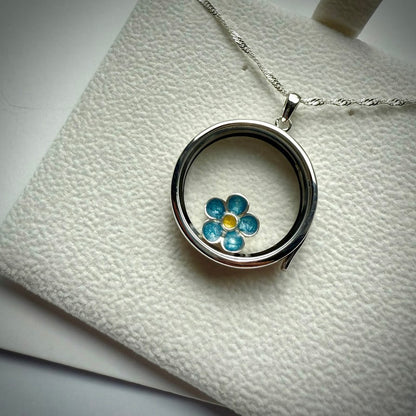 Round glass and .925 Silver locket  & F.M.N Charm