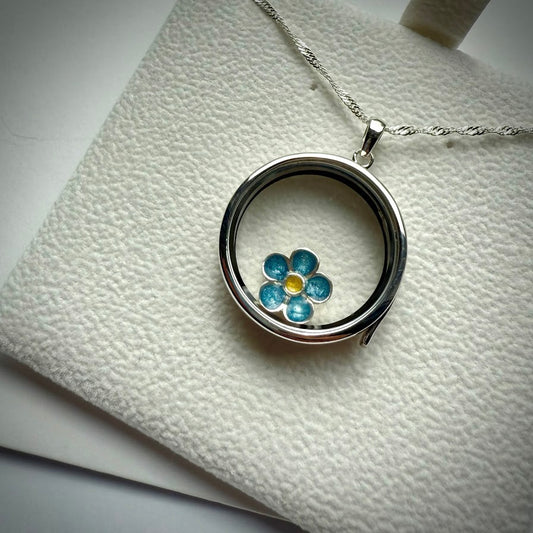 Round glass and .925 Silver locket  & F.M.N Charm