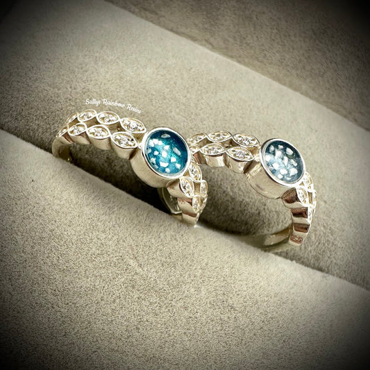 Round Double Marquise .925 Silver Ring - Size Q Only