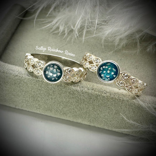 Round Double Marquise .925 Silver Ring - Size Q Only