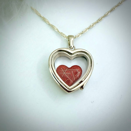 SM Heart glass and .925 Silver locket & Heart Charm