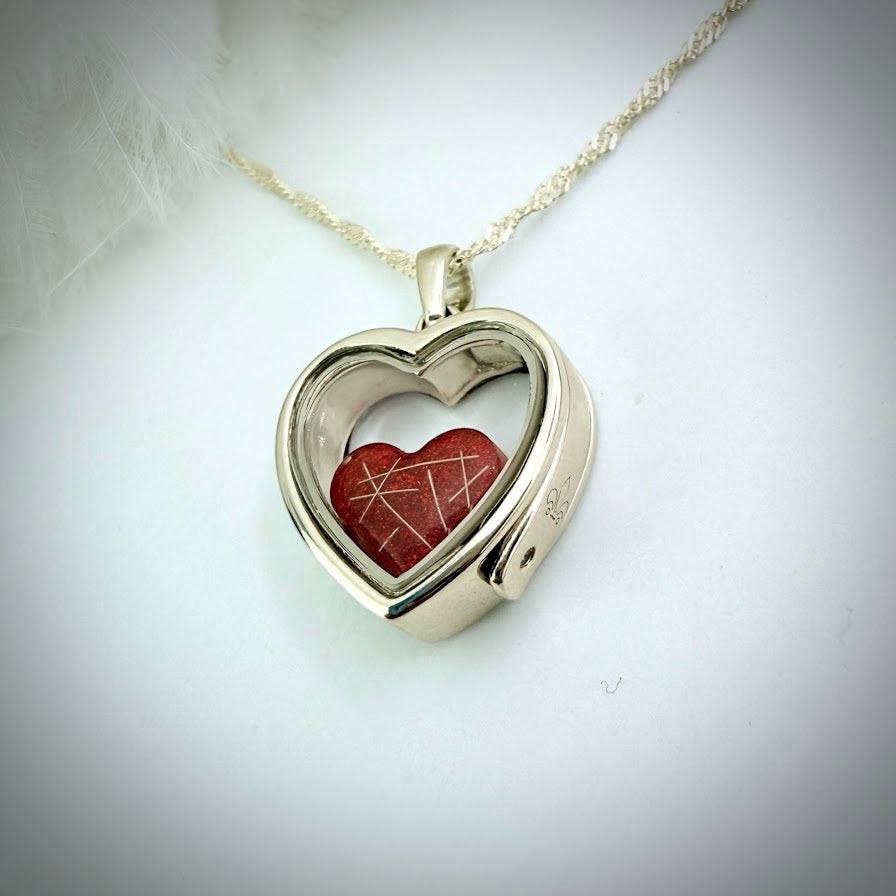 SM Heart glass and .925 Silver locket & Heart Charm