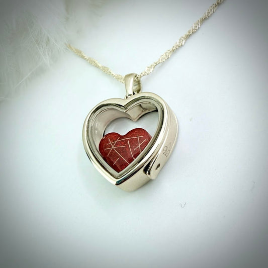 SM Heart glass and .925 Silver locket & Heart Charm