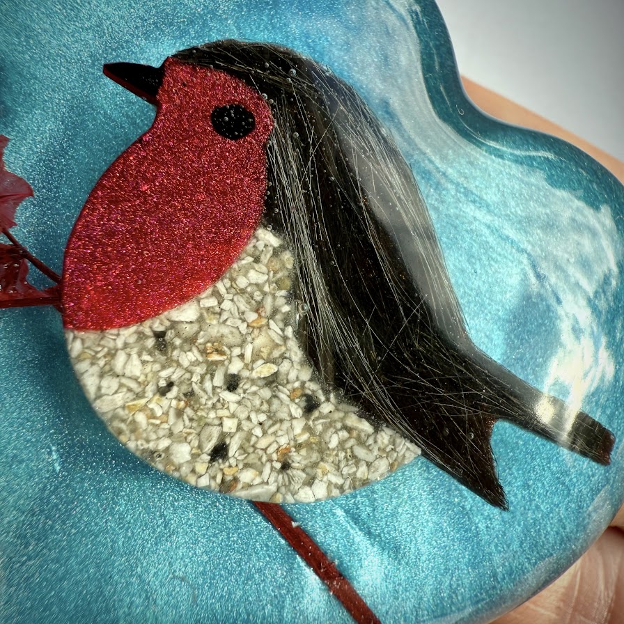 Wavy Heart Robin Paperweight