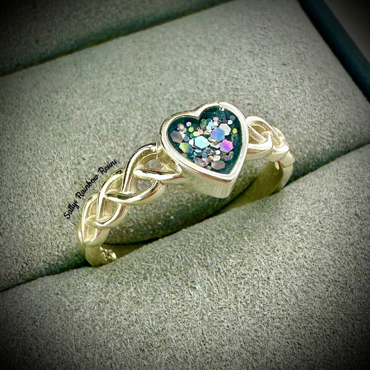 Heart Plaited .925 Silver Ring - Size Q Only