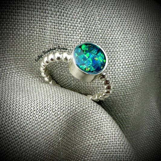 Round Bobble .925 Silver Ring - Size S Only