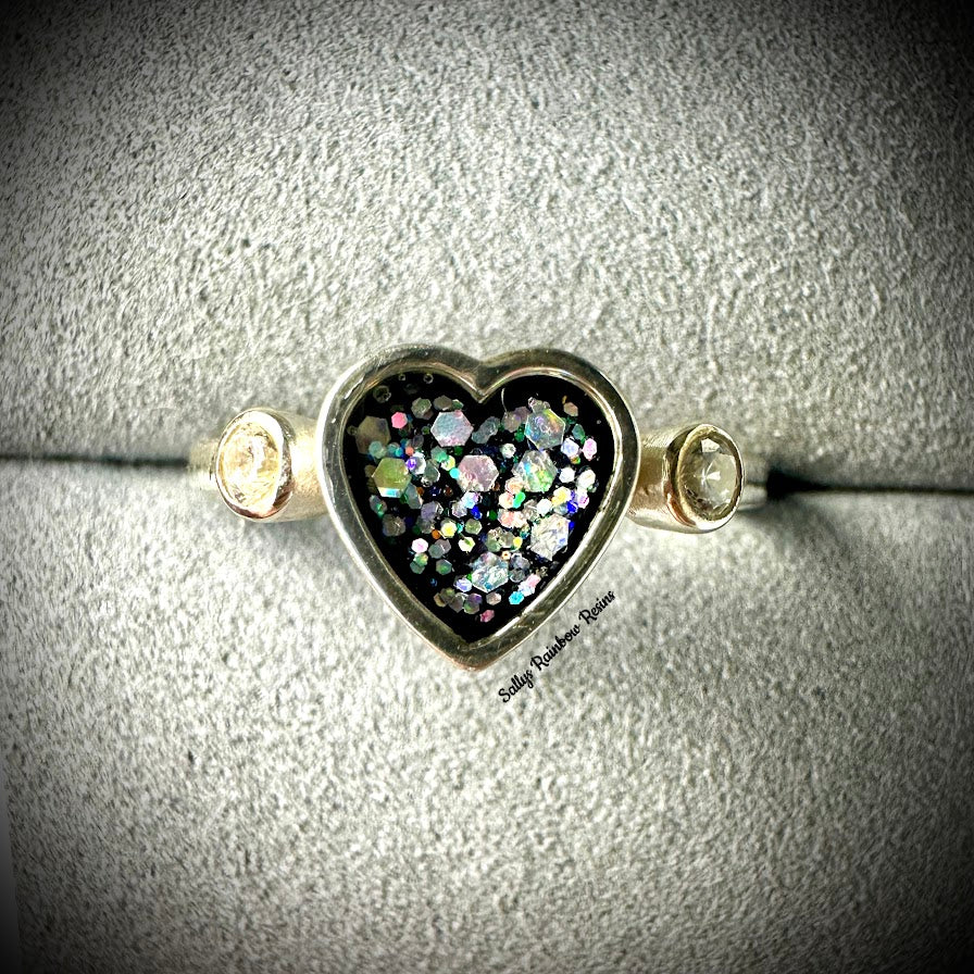 Heart Diamante .925 Silver Ring - Size P Only
