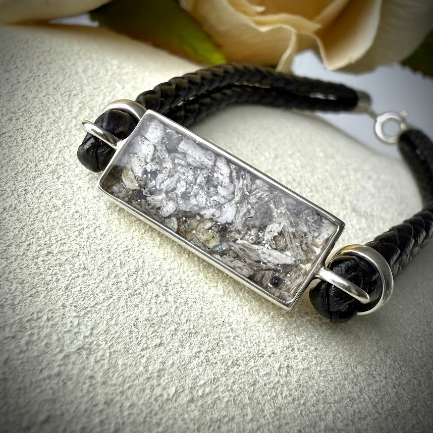 Leather Braided Silver Bracelet