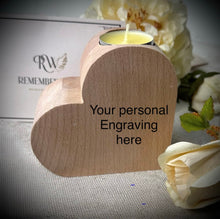 Engraved Wooden Heart Ashes Urn Candle