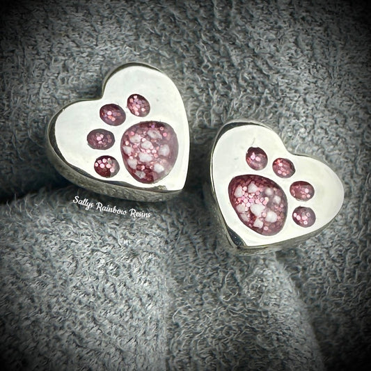 Heart Paw .925 Silver Stud Earrings
