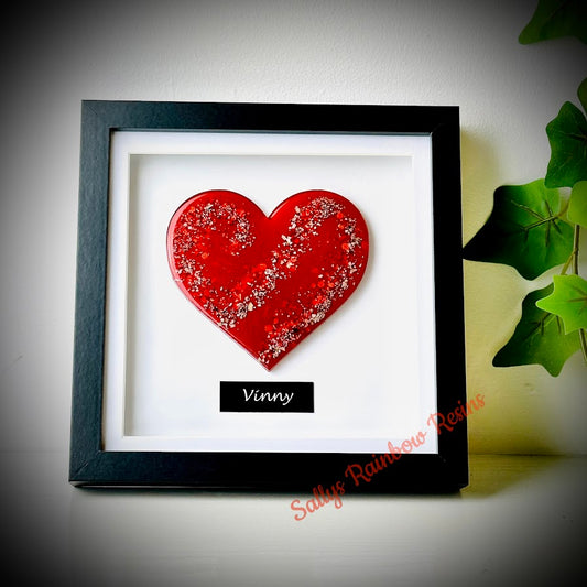 Framed Memorial Ashes/Hair Heart