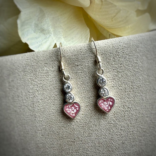 Diamante Heart Drop Earrings