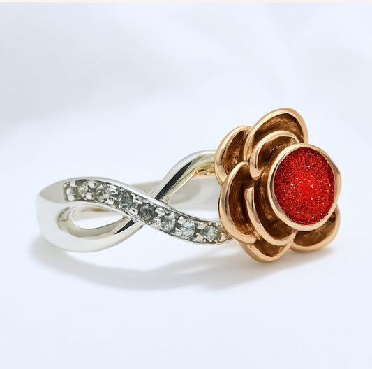 9ct Yellow / Rose and .925 Silver Infinite Rose Ring