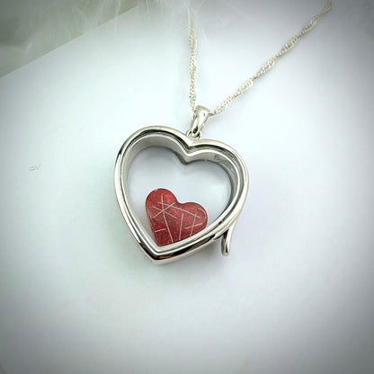 LRG Heart glass and .925 Silver locket  & Heart Charm