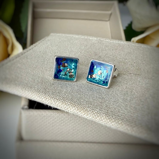 Square .925 Silver Stud Earrings