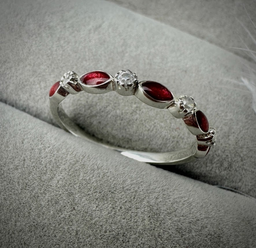 Half Marquise .925 Silver Ring