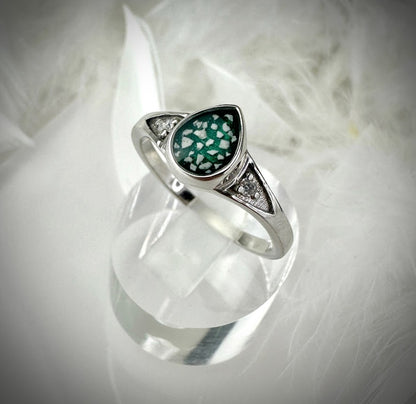 Double Diamante Teardrop .925 Silver Ring - Size P only