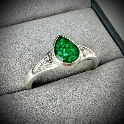 Double Diamante Teardrop .925 Silver Ring - Size P only