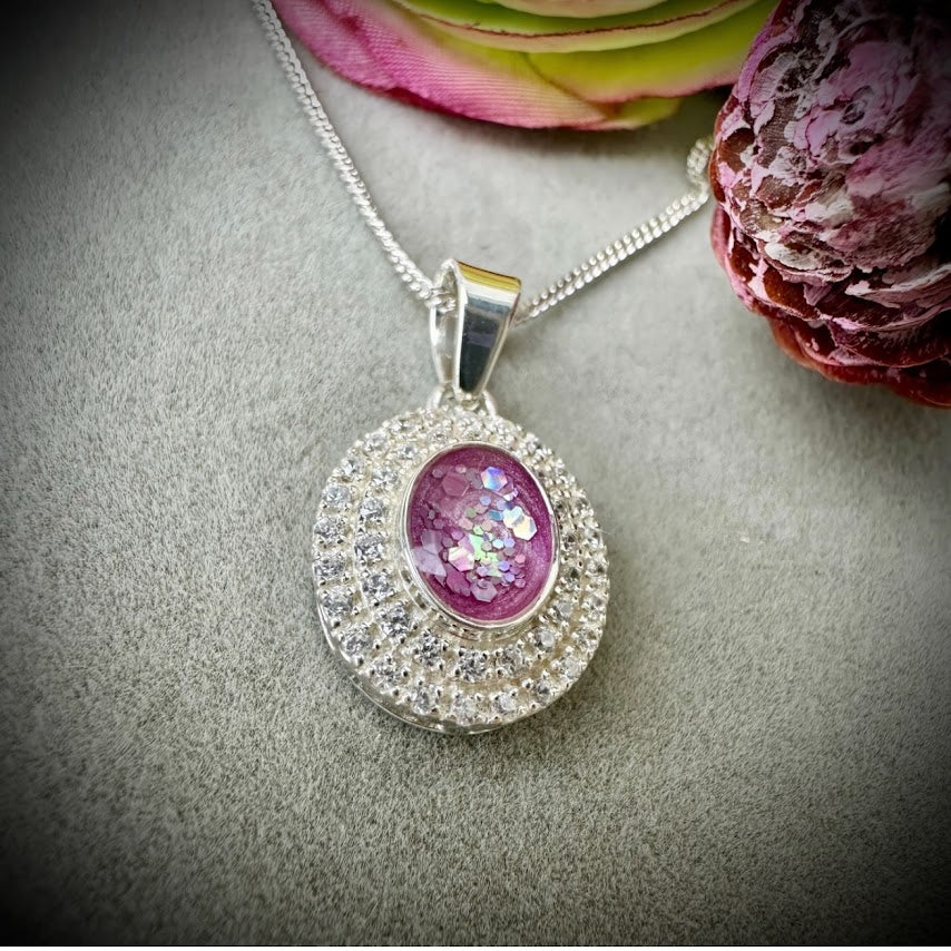 Double CZ Oval Pendant