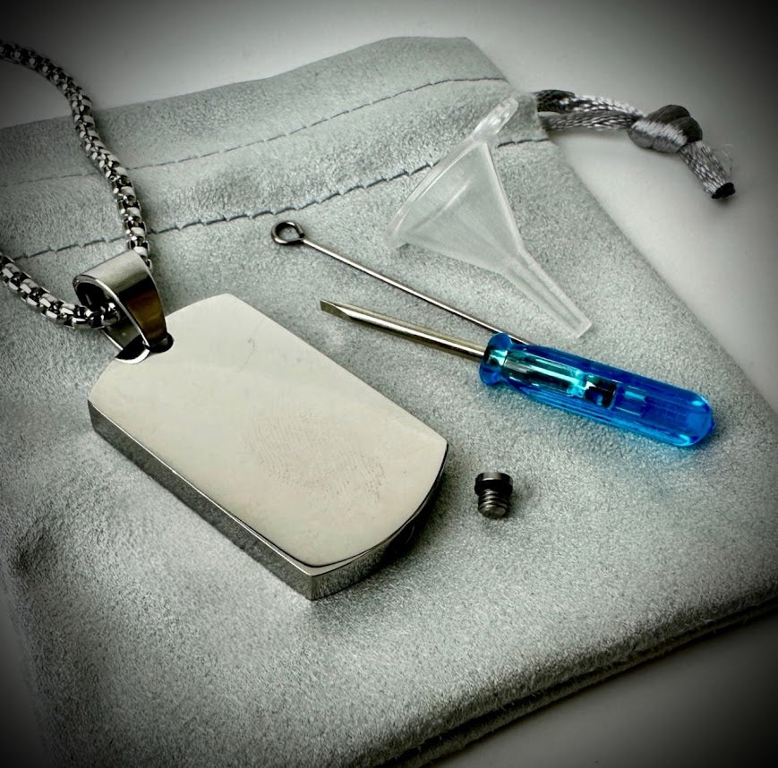 Self Fill Dog Tag Urn Pendant