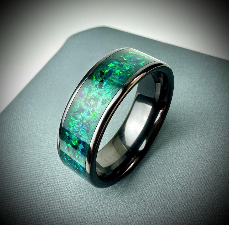 8mm Black Ceramic Band Ring