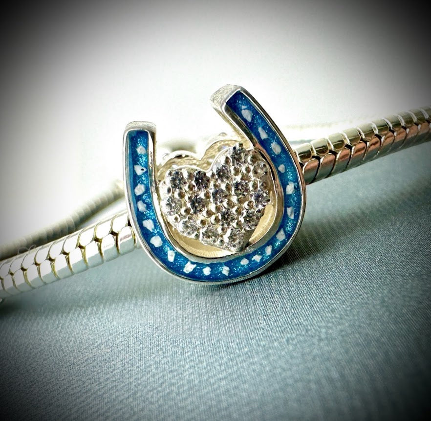 CZ Double Sided Horseshoe Bracelet Charm