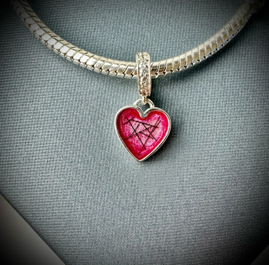 CZ Dangle  Heart Bracelet Charm