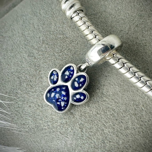 Sterling Silver Dangle Paw Bracelet Memorial Charm