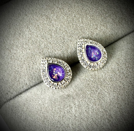 CZ Teardrop Stud Earrings