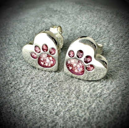 Heart Paw Stud Earrings