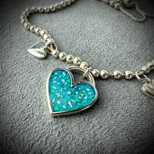 Sterling Silver Beaded Heart Adjustable Bracelet