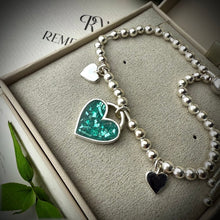 Sterling Silver Beaded Heart Adjustable Bracelet