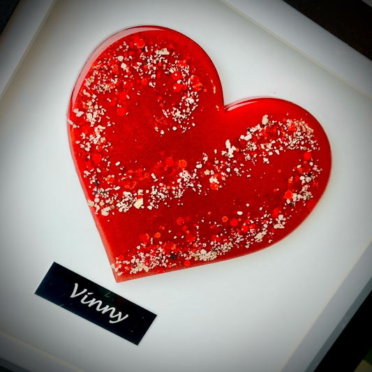 Framed Memorial Ashes/Hair Heart
