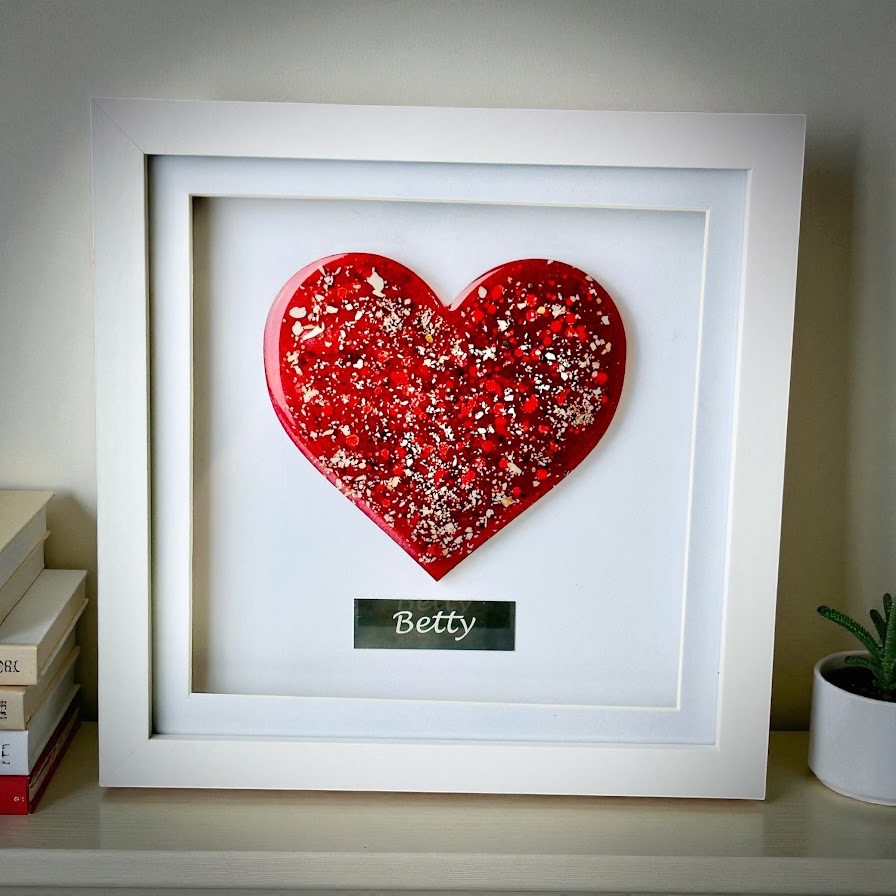 Framed Memorial Ashes/Hair Heart
