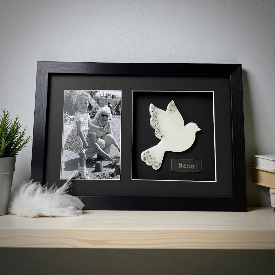 Photo Framed Memorial Ashes/Hair Dove