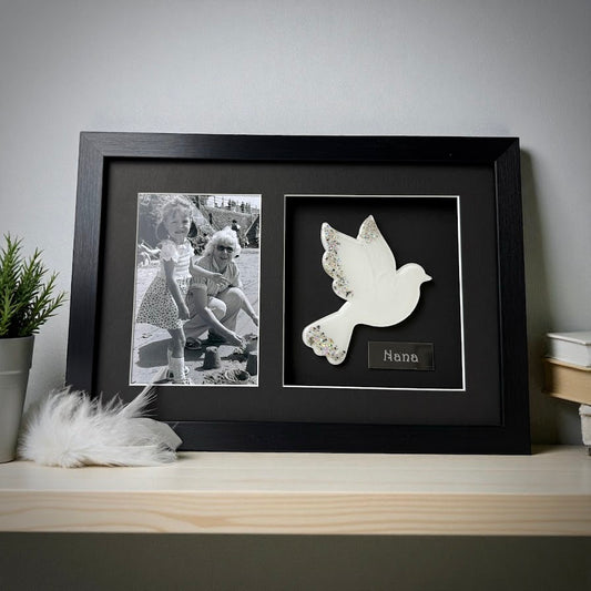 Photo Framed Memorial Ashes/Hair Dove