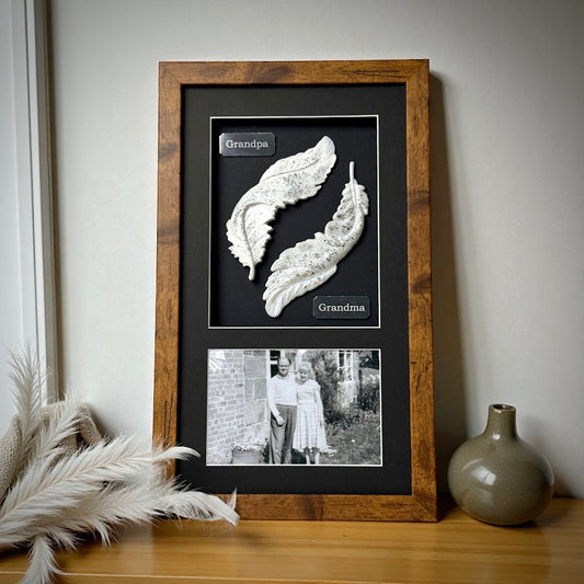 Photo Framed Memorial Ashes/Hair Double Feathers