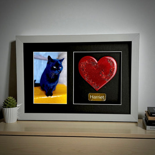 Photo Framed Memorial Ashes/Hair Heart